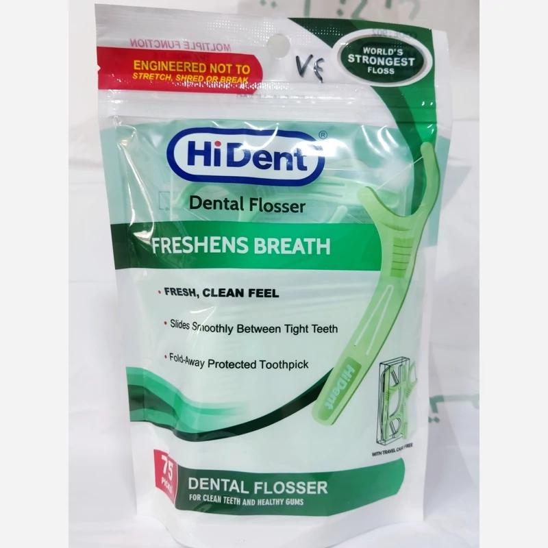 نخ دندان کمانی های دنت Hi- dent همراه با خلال دندان بسته 75 عددی