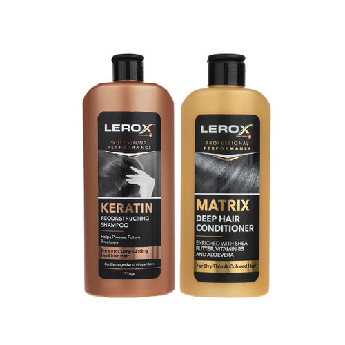 شامپو مو لروکس مدل T 2&2 حجم 550 میلی لیتر به همراه نرم کننده مو لروکس مدل ماتریکس حجم 550 میلی لیتر