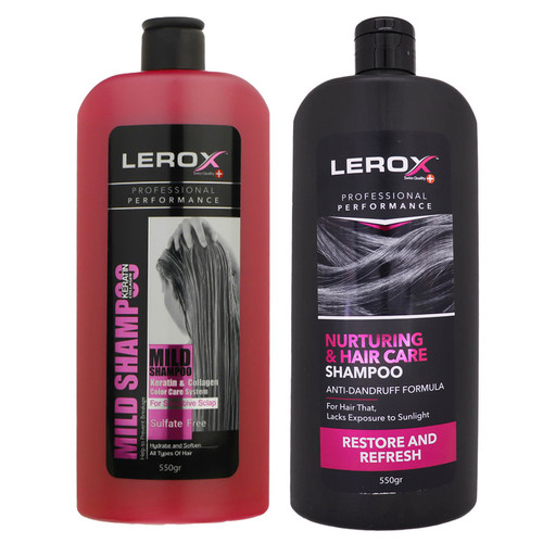 شامپو مو لروکس مدل رزماری و کلاژن وزن 550 گرم مجموعه 2 عددی