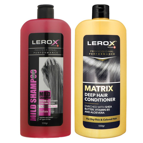 نرم کننده مو لروکس مدل ماتریکس وزن 550 گرم به همراه شامپو مو لروکس مدل کلاژن وزن 550 گرم