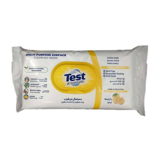 تست ، دستمال مرطوب چند منظوره سطوح تست Test رایحه لیمو بسته 50 عددی