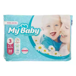 پوشک بچه مای بیبی چسبی سایز 3 بسته 38 تایی