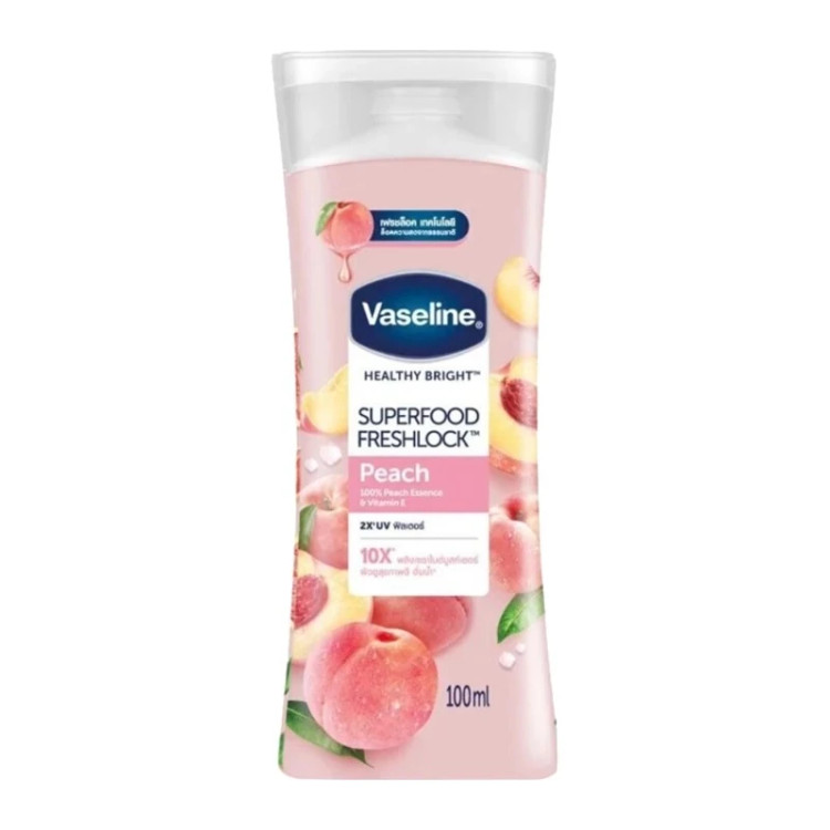لوسیون بدن وازلین مدل Superfood Freshlock Peach با عصاره هلو و ویتامین E، مرطوب کننده، جذب سریع، مناسب انواع پوست،۱۰۰میل